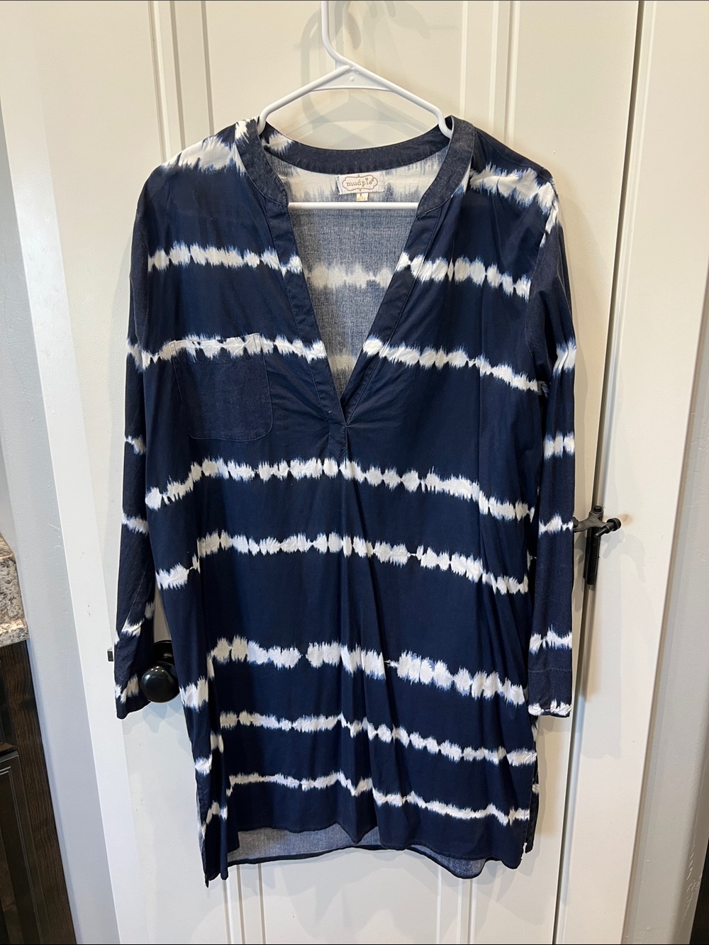 Mud Pie Navy and White Tie-Dye Tunic